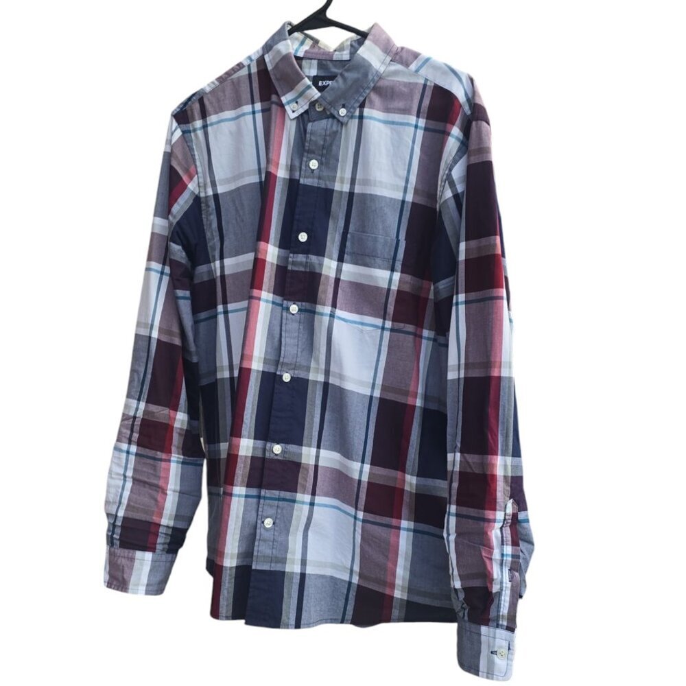 Express Men's Long Sleeve Button Down Plaid